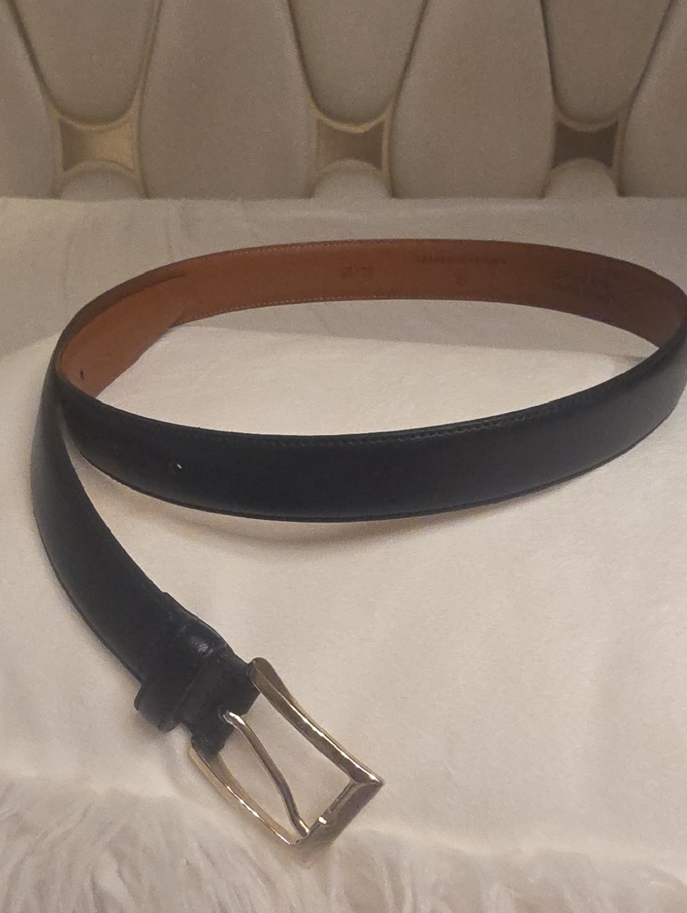 Brooks Brothers Black Leather Belt with Silver Buckle Size 34/85 NWOT